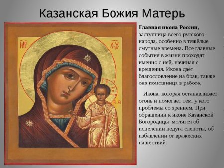 Казанская икона Божией матери икона с молитвой