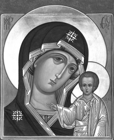 Казанская икона Божией матери прорись