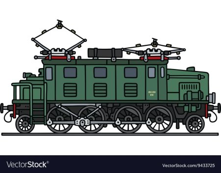 Зеленый рисованный тепловоз
