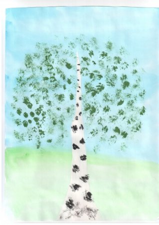 Рисование Березки методом тычка