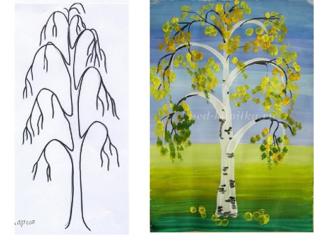 Рисование березы