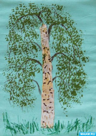 Рисование березы для дошкольников