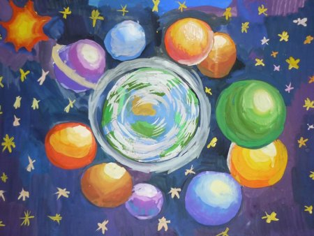 Космос красками для детей