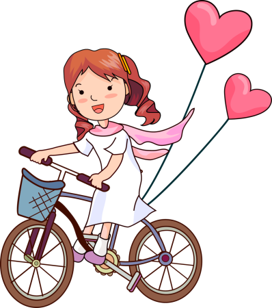 Девочка на велосипеде мультяшная