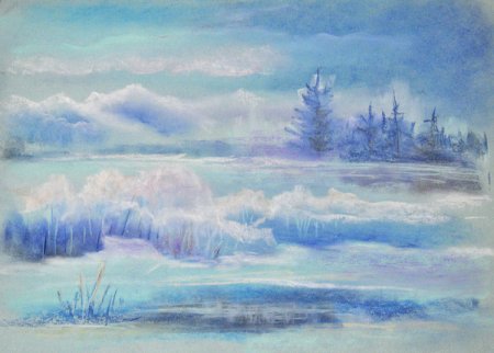 Простой зимний пейзаж для детей