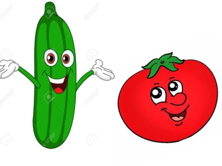 Огурцы и помидоры мультяшные