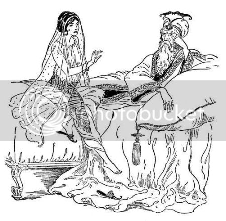 Раскраска Султан Шахрияр и Шахерезада