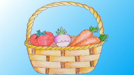 Рисунок корзина с фруктами и овощами - 65 фото