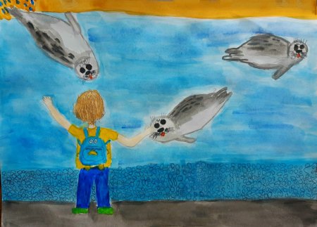 Детский рисунок океанариума ребенка