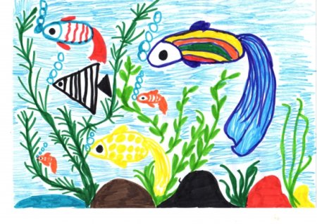 Рисование рыбки в аквариуме