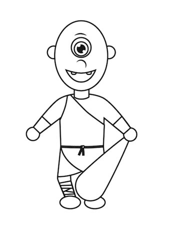 Рисунок циклопа Полифема карандашом