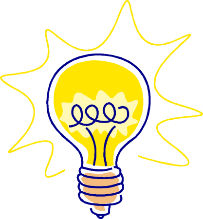 Лампочка идея на прозрачном фоне