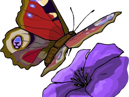 Бабочка порхает над цветком