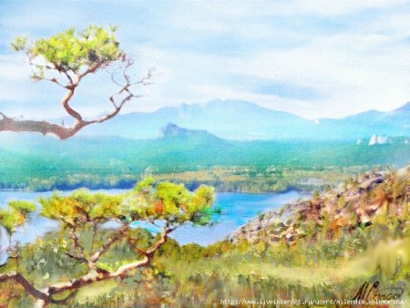 Пейзаж маслом Бурабай