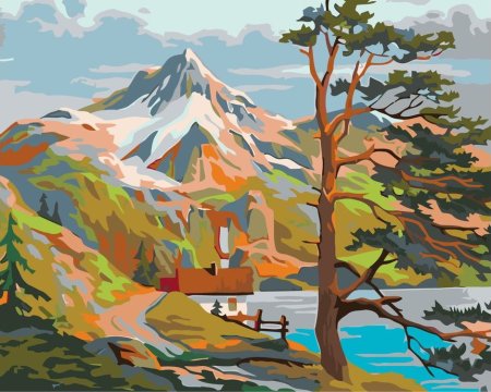 Декоративный пейзаж гуашью