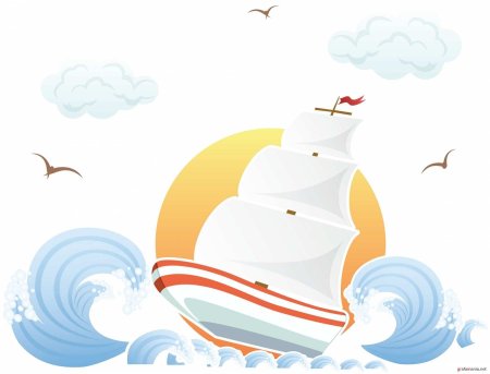 Корабль в море вектор