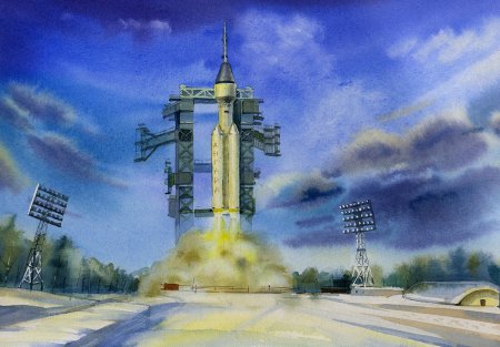 . Иллюстрация космодрома Байконур,