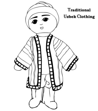 Узбекский национальный костюм раскраска