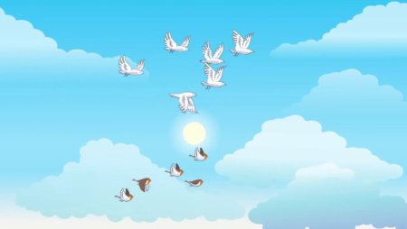 Мультяшное небо с птичками