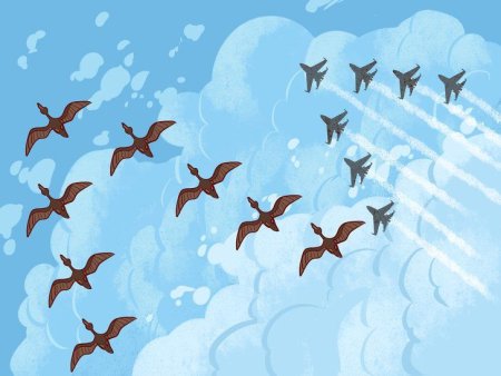 Нарисовать птиц летящих в небе