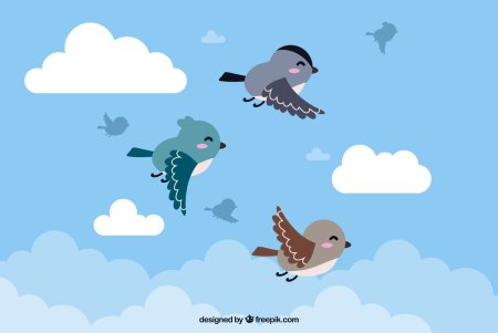 Птички в небе рисунок