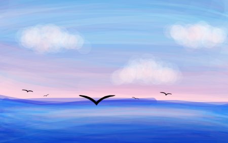 Птицы над морем вдали