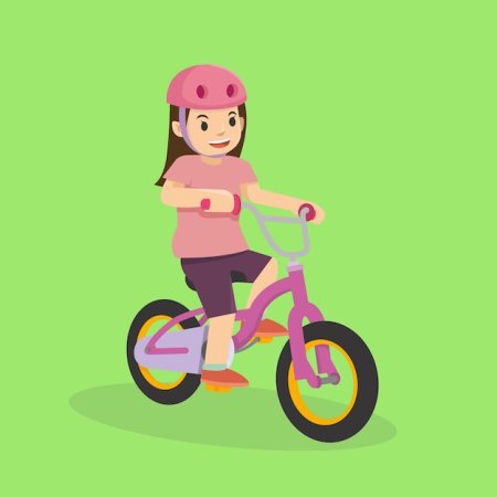 Девочка умеет кататься на велосипеде