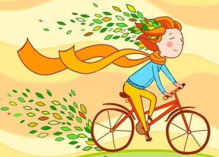 Рисунок осени с велосипедом детский