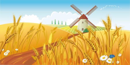 Рисование хлебное поле