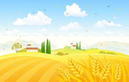 Пшеничное поле мультяшное
