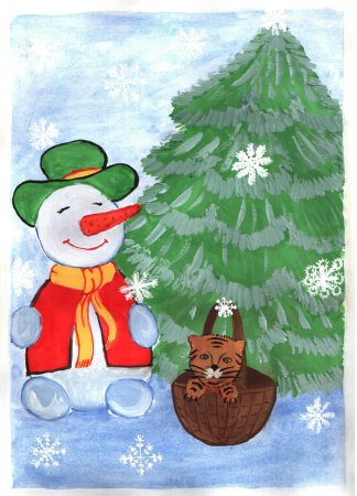 Детский рисунок новый год