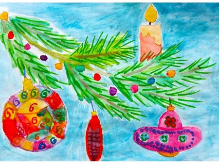 Детские новогодние рисунки