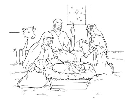 Собрание силуэта младенца Иисуса в яслях (48)
