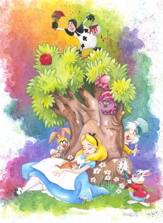 Алиса под деревом иллюстрация
