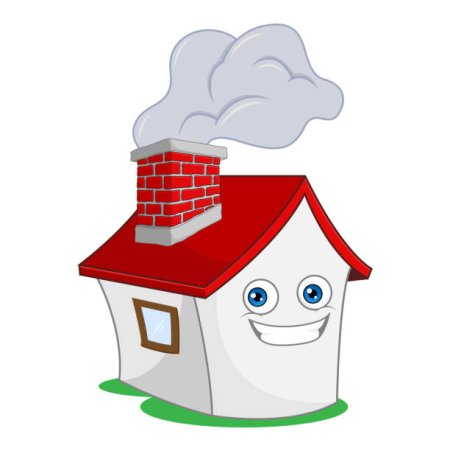 Домик с трубой и дымом