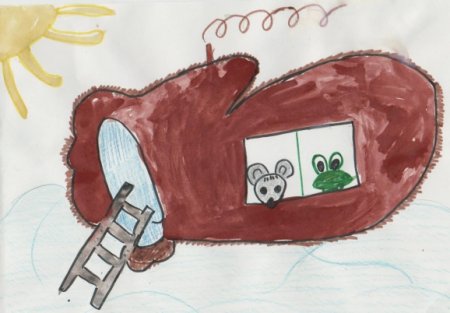 Рисование сказки рукавичка