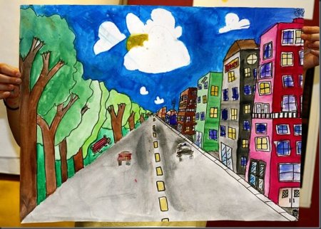 Улица нашего города рисование