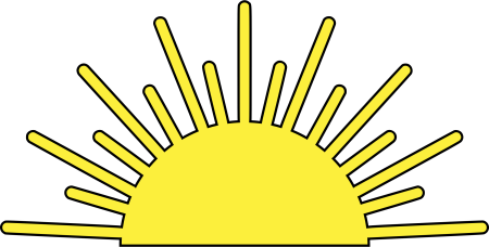 Восходящее солнце с лучами