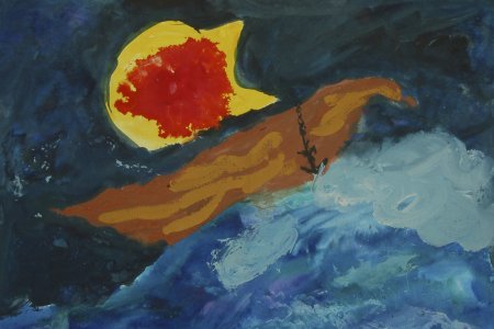 Шторм на море рисунок детский