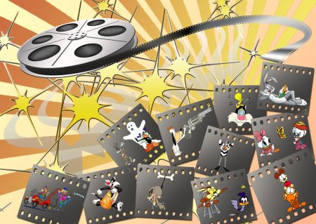 Кинолента с кадрами из мультфильмов