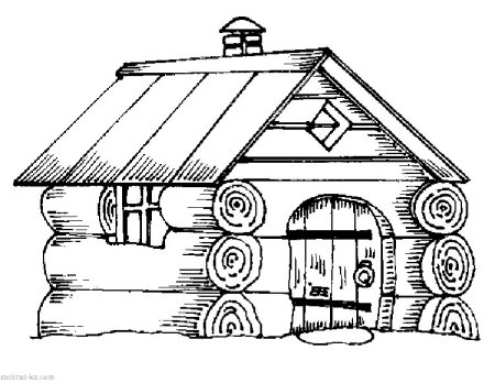 Русская изба раскраска