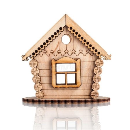 Деревянный домик на белом фоне