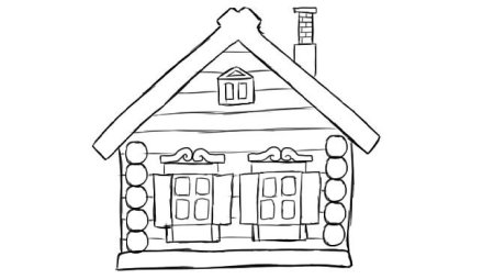 Нарисовать дом из бревен