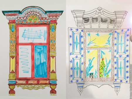 Окно с наличниками 5 класс