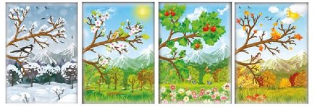 4 Времени года на одной картинке для детей