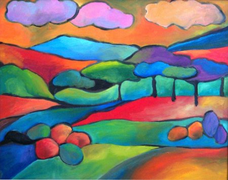 Декоративный пейзаж пастелью