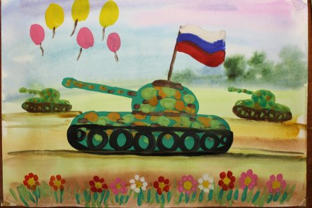 Танк красками для детей