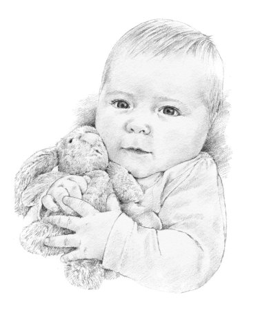 Портрет маленького ребенка карандашом