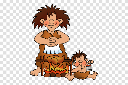 Пещерный человек с факелом