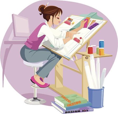 Мультяшная девушка дизайнер